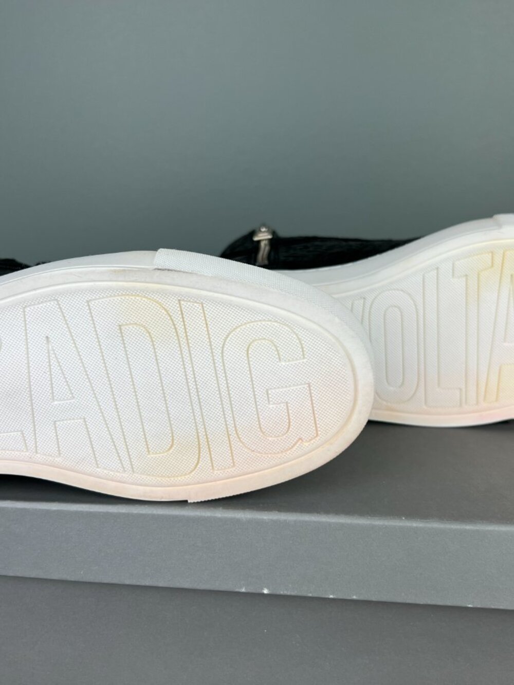 Zadig & Voltaire High Flash Wrinkle Sneakers Size 36 Black Leather High Top - Picture 8 of 9